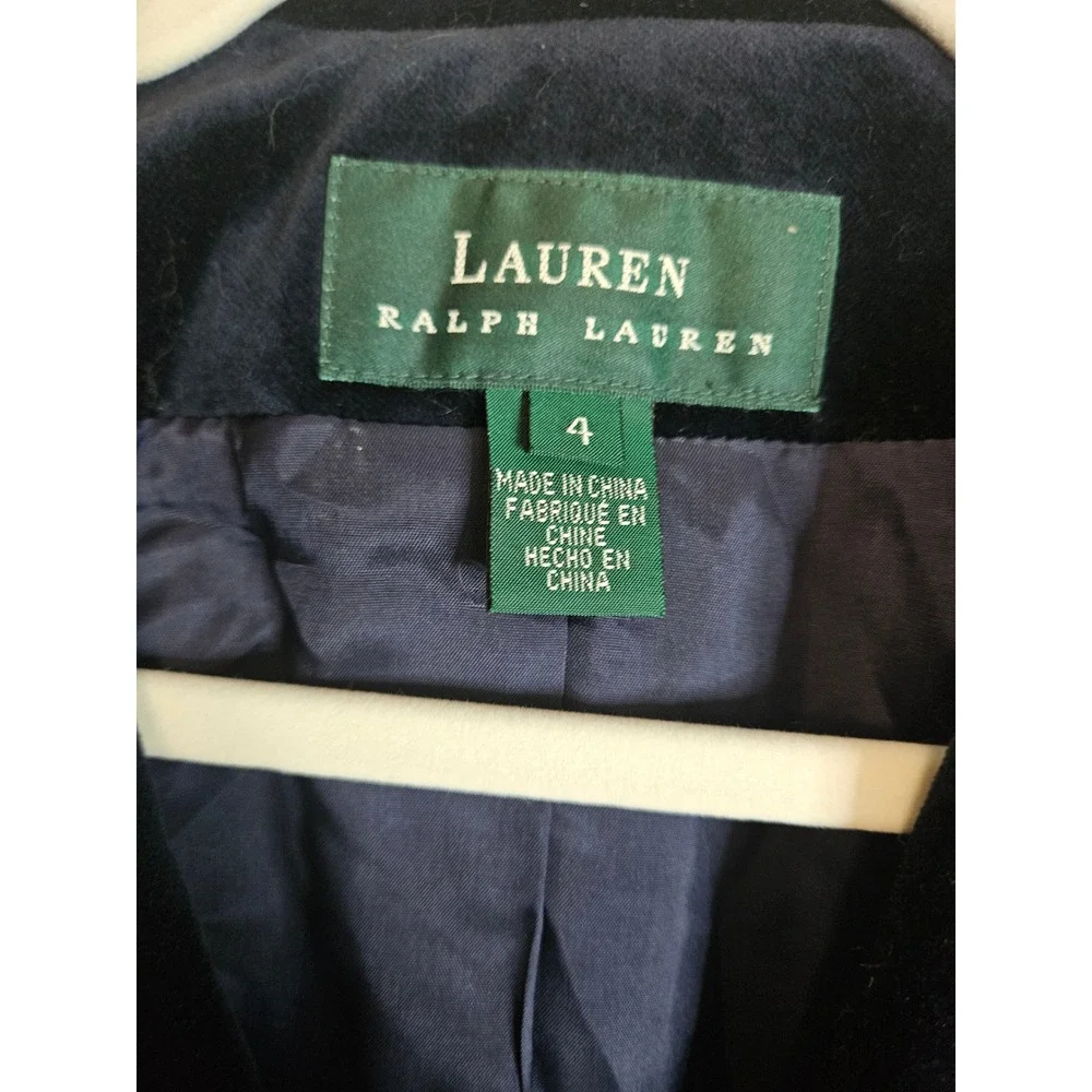 Vtg Lauren Ralph Lauren Sz4 Blue Velvet Blazer Gold Button Old Money Flawed #512 - Picture 3 of 12